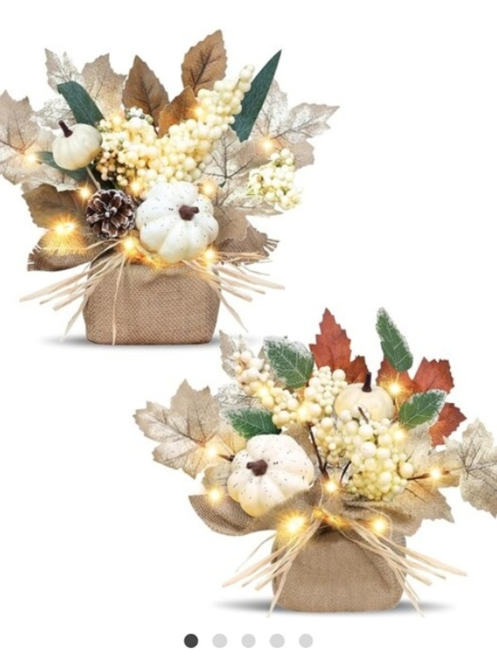 2 Autumn Pumpkin  Burlap Table Centerpiece